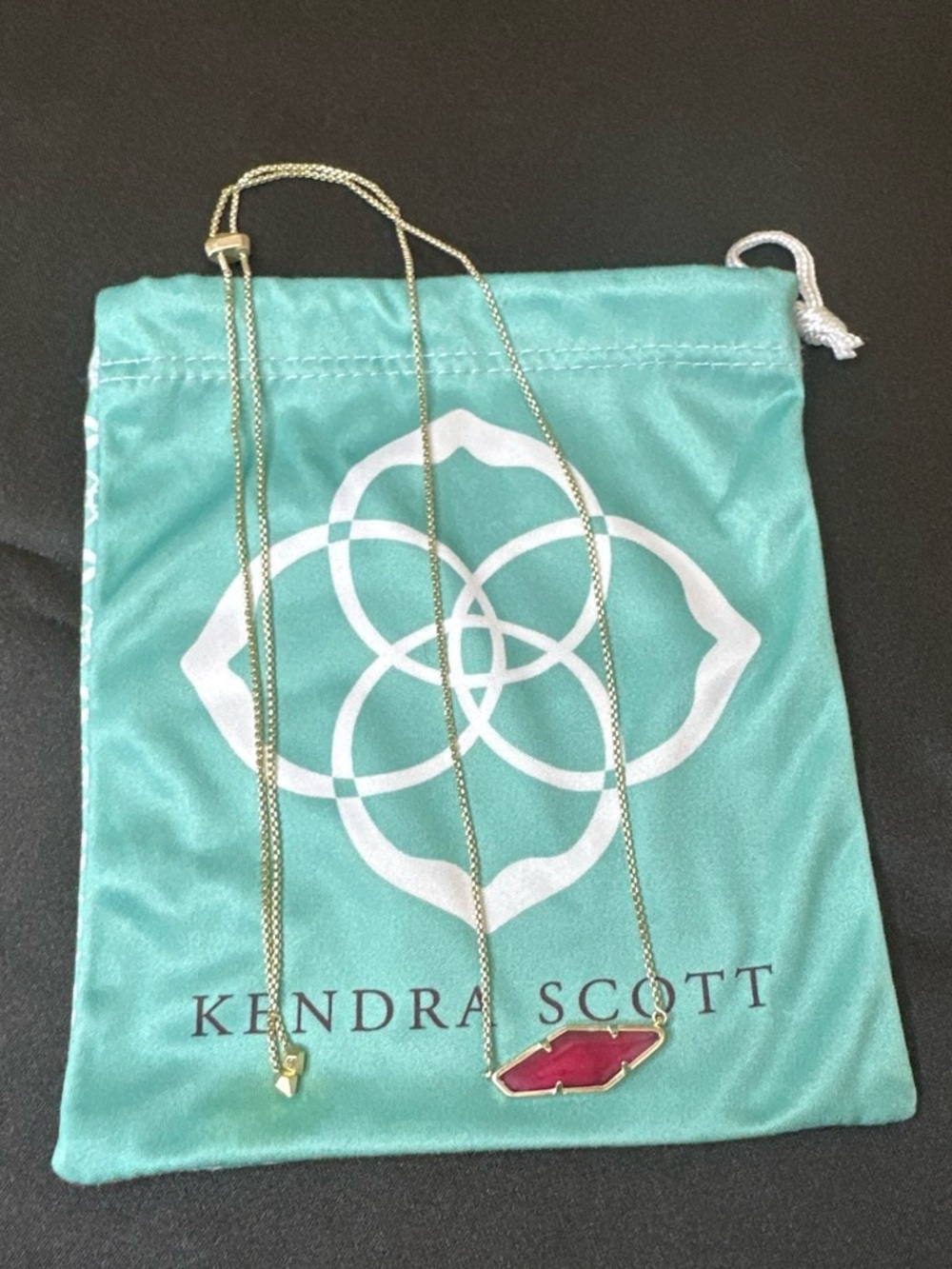 Kendra Scott Gold Chain Necklace with Pink Stone Pendant